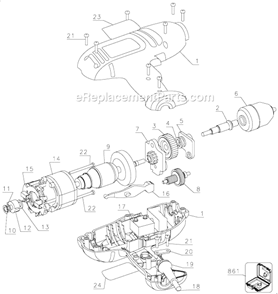 Page A Diagram and Parts List for DR220 Type 1 Black and Decker Electric Drill